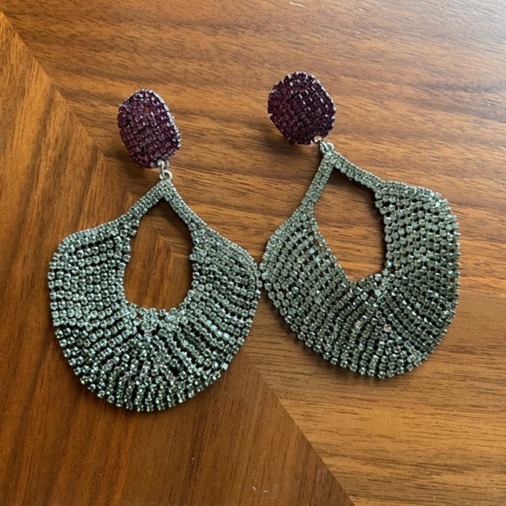 Green and Purple Beaded Earrings